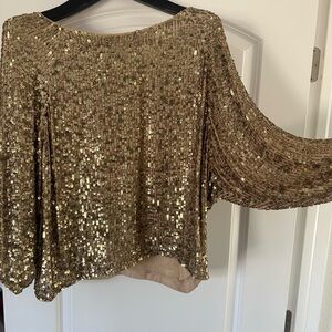 Vince Shimmering Gold Sequin Top